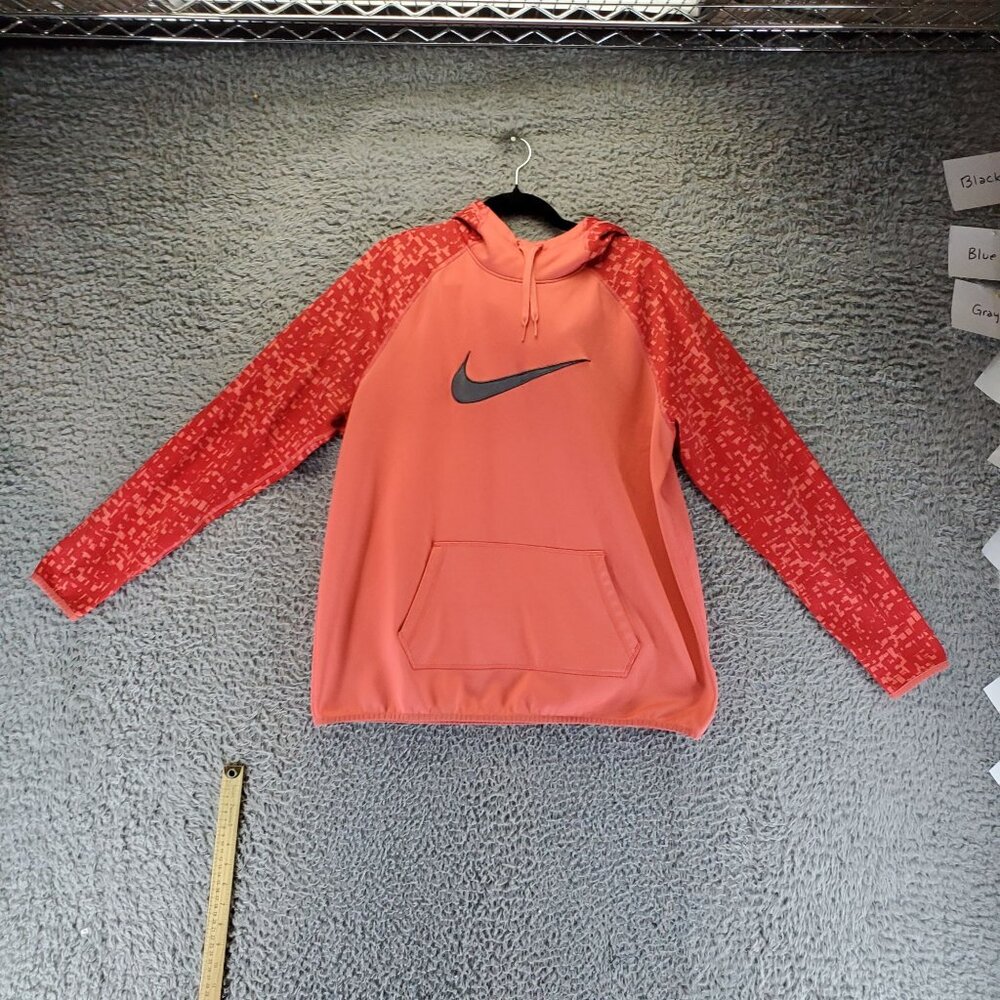 Nike Top Womens XL Orange Hoodie Dri-Fit Logo Pullover Kangaroo Pocket